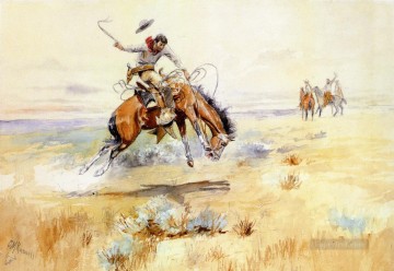 アメリカインディアン Painting - ブロンコバスター 1894年 チャールズ・マリオン・ラッセル アメリカン・インディアン